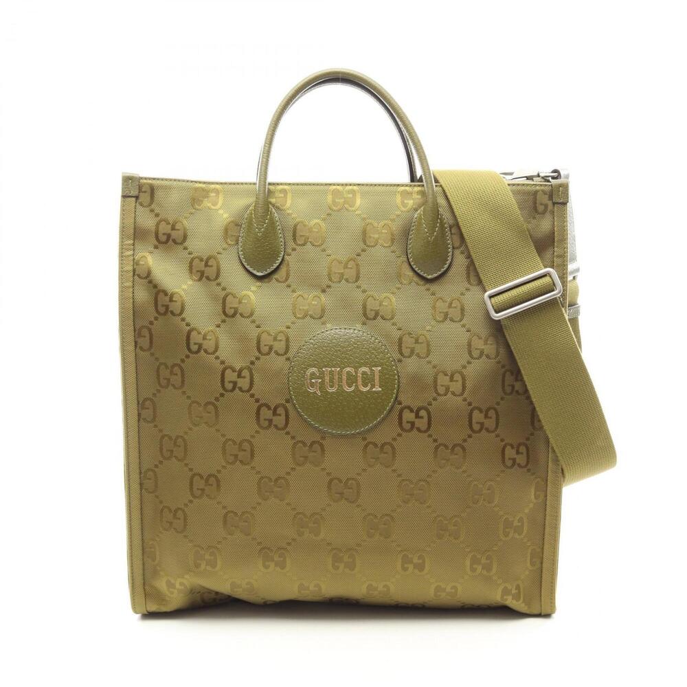 Gucci Off the Grid 2-Way Tote Bag/Handbag, Nylon and Leather, Women's, Green,...
